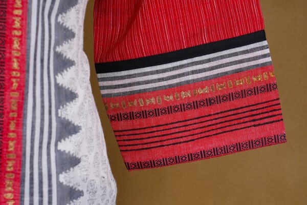 Grey and red top with black palazzo bottom and red shawl kurti - Image 5