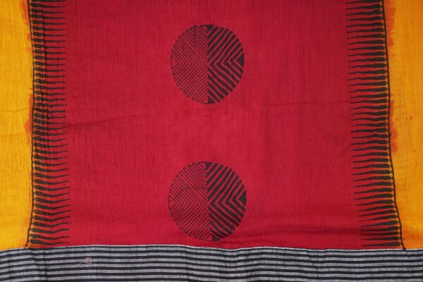 Grey with red design top with orange bottom and red shawl kurti - Image 7