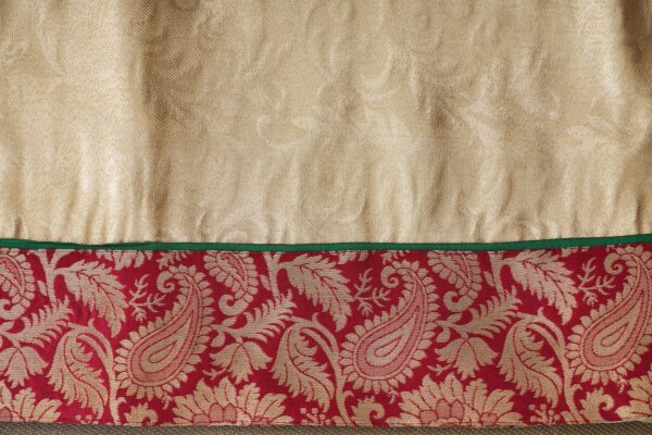 Half white floral design top with maroon palazzo bottom and red and green shawl kurti - Image 4