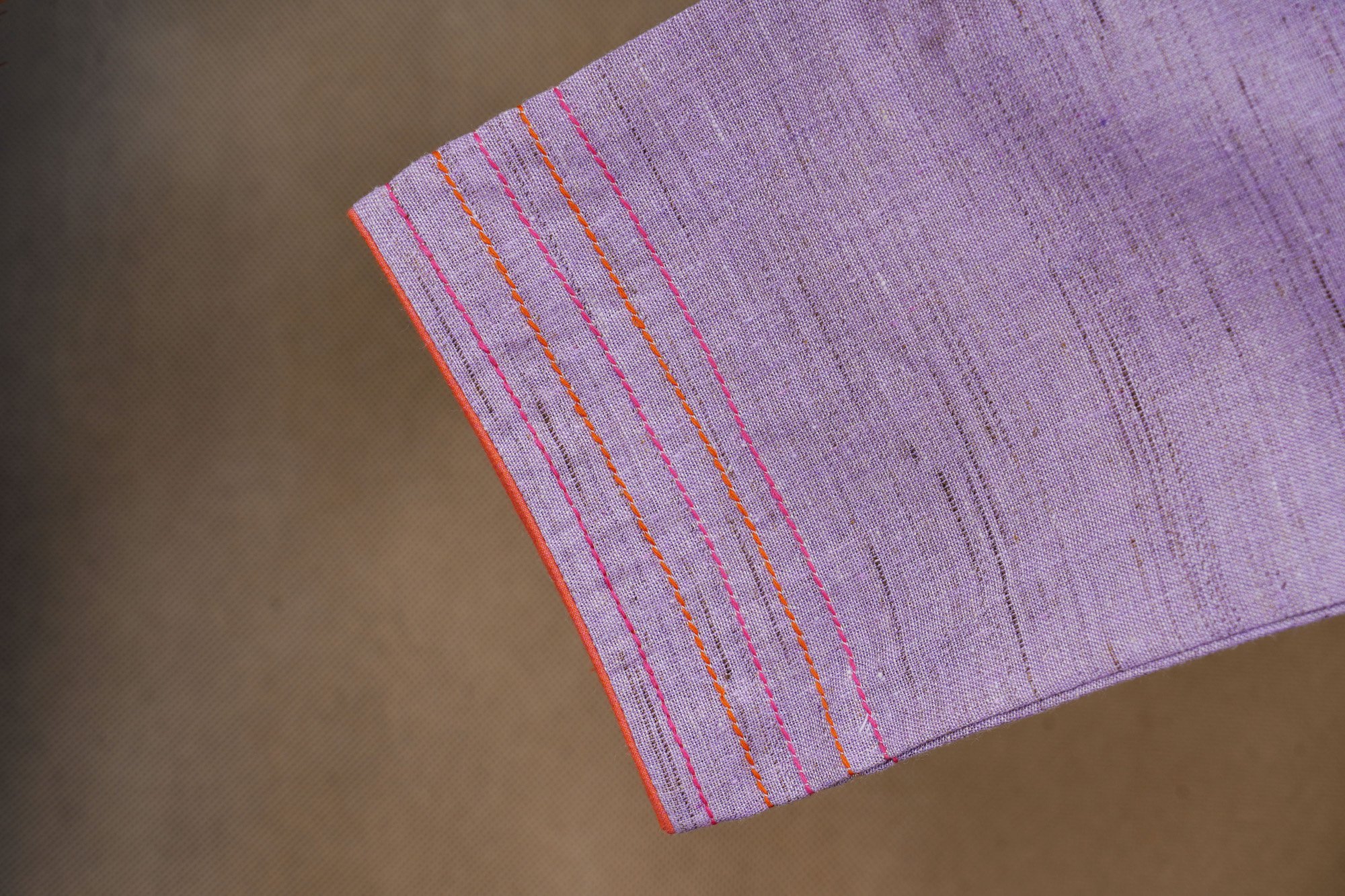 Lavender top with orange bottom and orange shawl kurti - Image 4