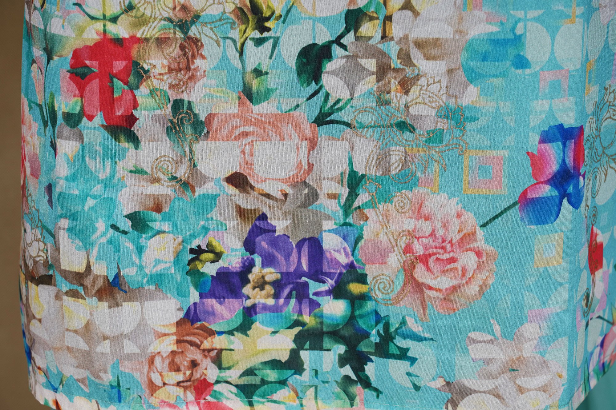 Light blue floral top with light blue bottom and light blue shawl kurti - Image 4