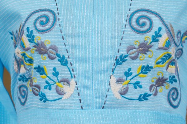 Light blue top with white bottom and light blue shawl kurti - Image 3