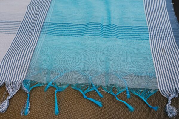 Light blue top with white bottom and light blue shawl kurti - Image 4