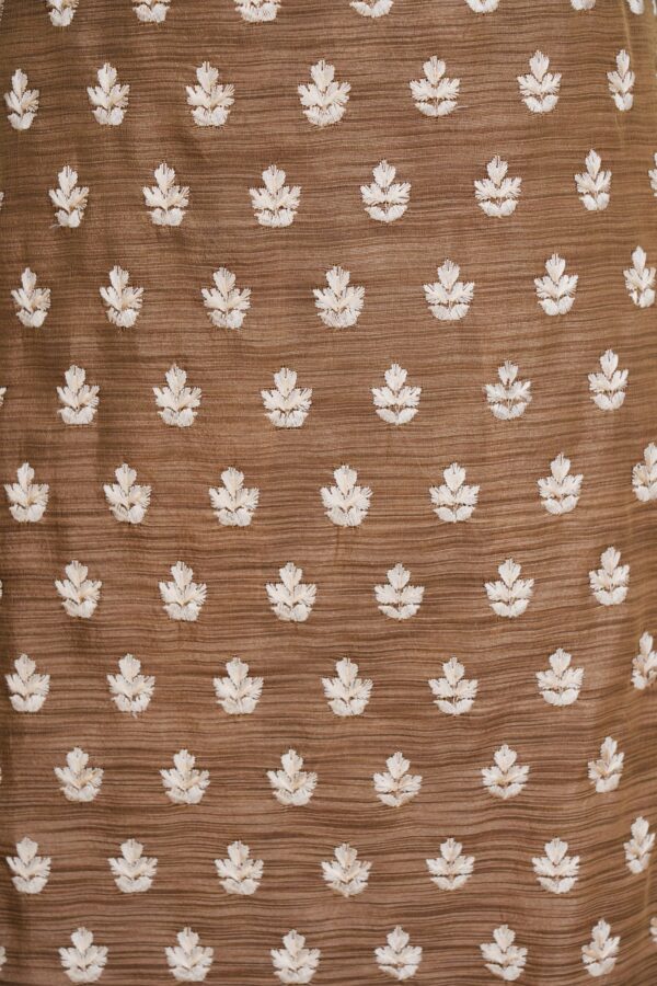 Light Brown floral top with half white bottom kurti - Image 4