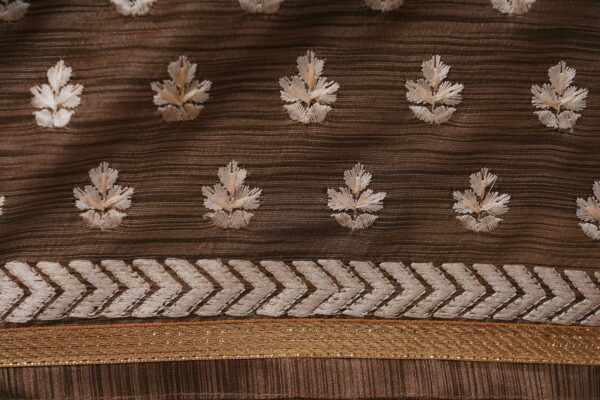 Light Brown floral top with half white bottom kurti - Image 5