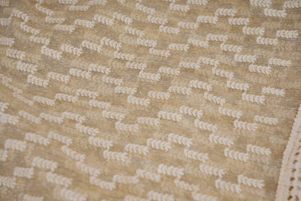 Light brown floral design top with white bottom and white shawl kurti - Image 4