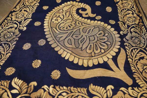 Light Green top with dark blue bottom and dark blue floral shawl kurti - Image 4