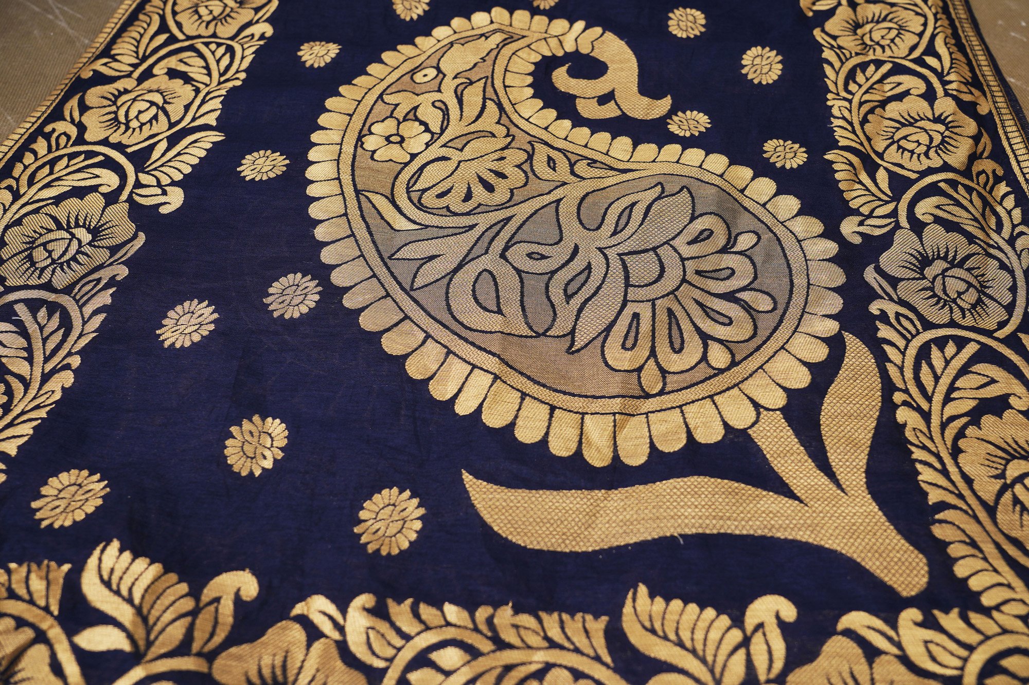 Light Green top with dark blue bottom and dark blue floral shawl kurti - Image 4