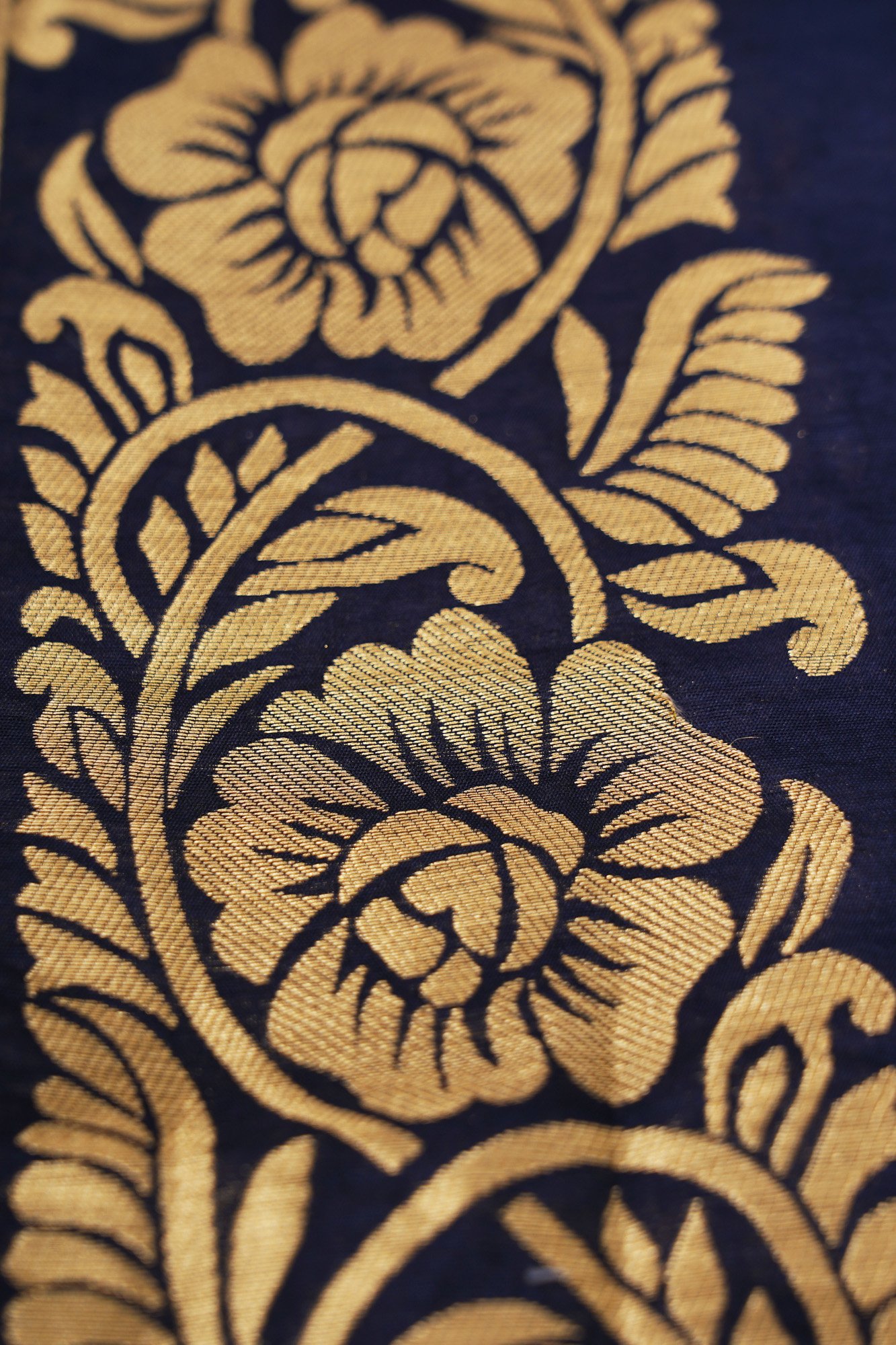 Light Green top with dark blue bottom and dark blue floral shawl kurti - Image 5