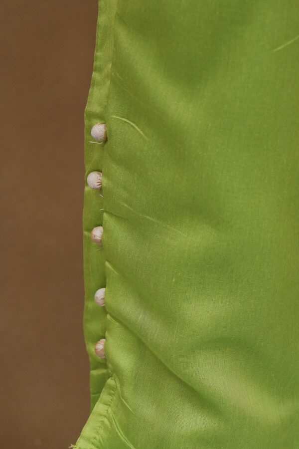 Light green top with light green bottom and magenta pink shawl kurti - Image 5