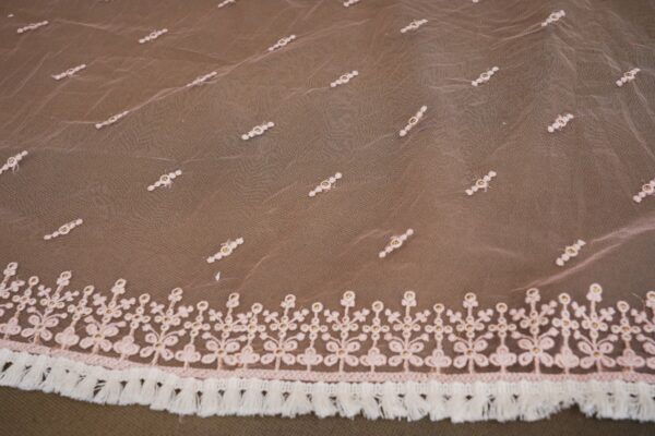 Light pink floral design top with light pink bottom and shawl kurti - Image 4