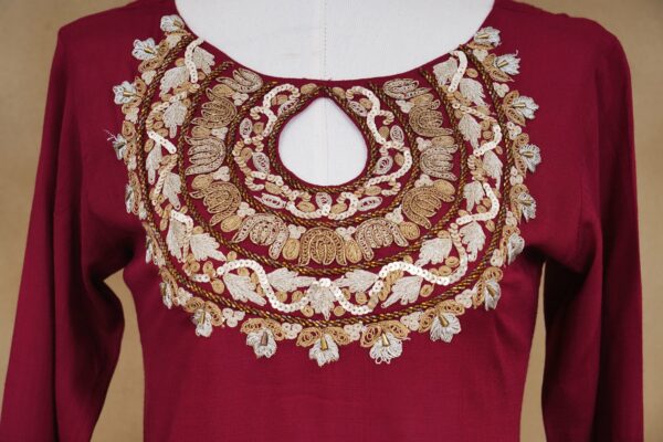 Maroom design top with maroom bottom kurti - Image 2