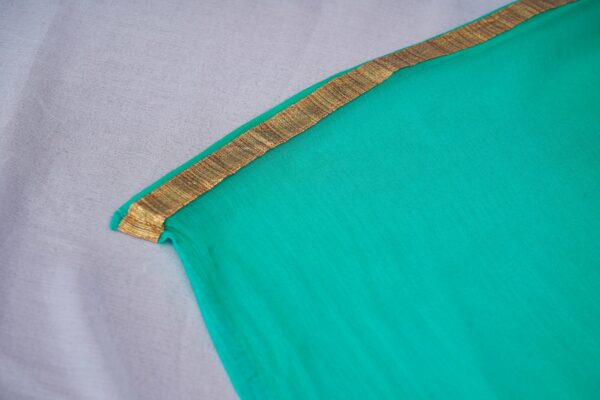 Mint green floral design top with mint green bottom and white shawl kurti - Image 7