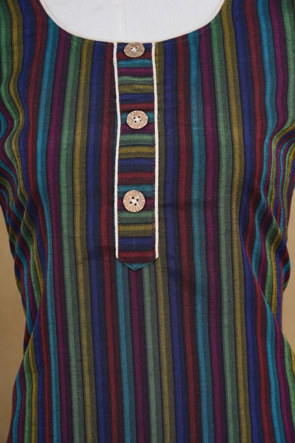 Multi colour stripe top with half white bottom kurti - Image 2