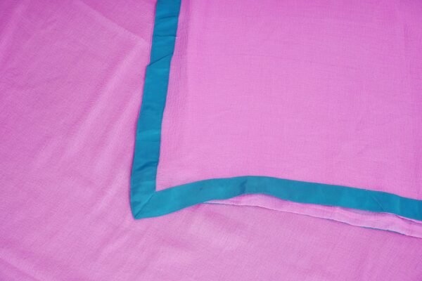 Pink design top with sky blue bottom and pink shawl kurti - Image 3