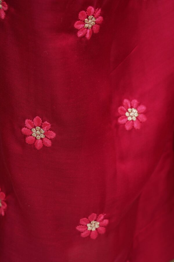 Pink design top with pink bottom and pink shawl kurti - Image 6