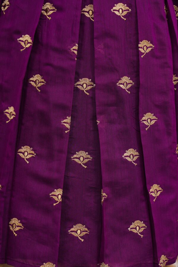 Purple top with yellow bottom and purple shawl kurti - Image 4