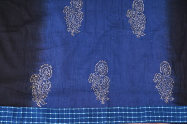 Red design top with blue bottom and blue shawl kurti - Image 6