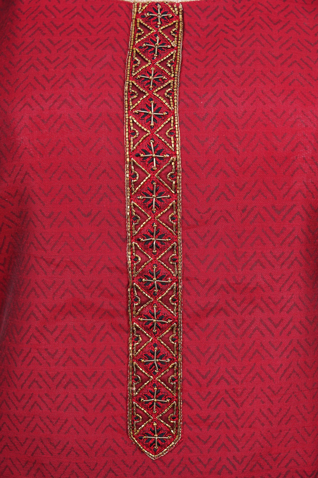 Red top with black bottom and black shawl kurti - Image 4