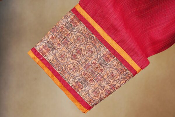 Red top with orange bottom and design shawl kurti - Image 3