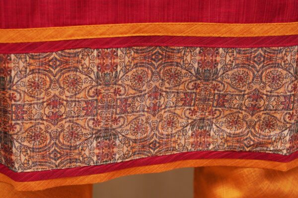 Red top with orange bottom and design shawl kurti - Image 5
