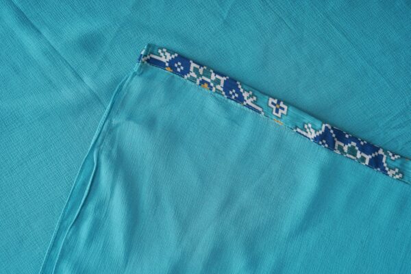 Sky blue and red design top with sky blue bottom and blue shawl kurti - Image 5