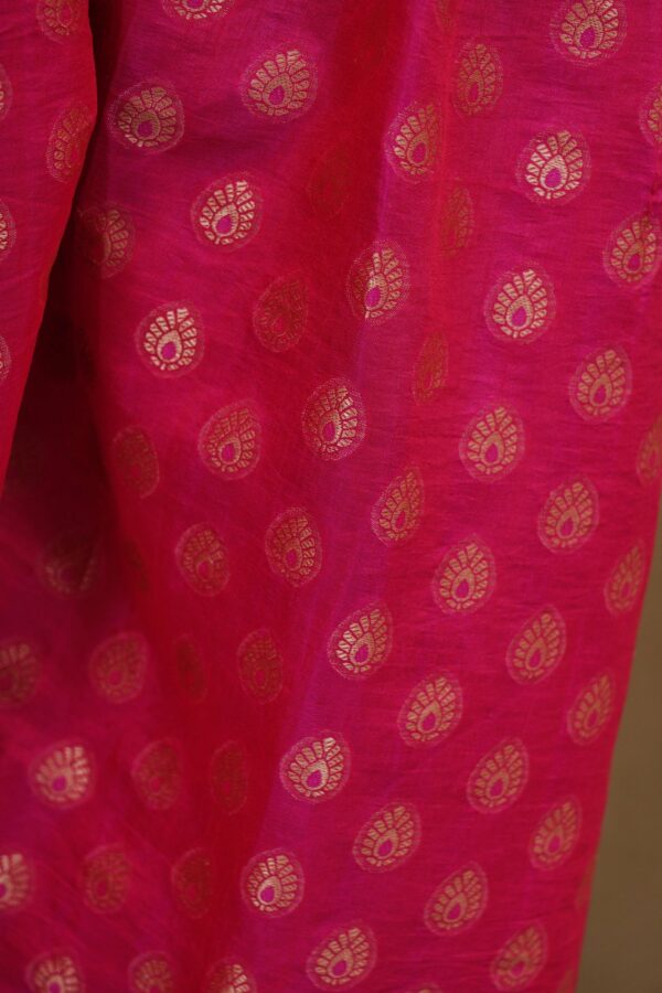 Sky blue floral design top with pink bottom and sky blue shawl kurti - Image 5
