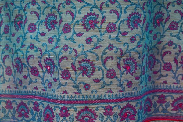 Blue floral top and red bottom and red shawl kurti - Image 4