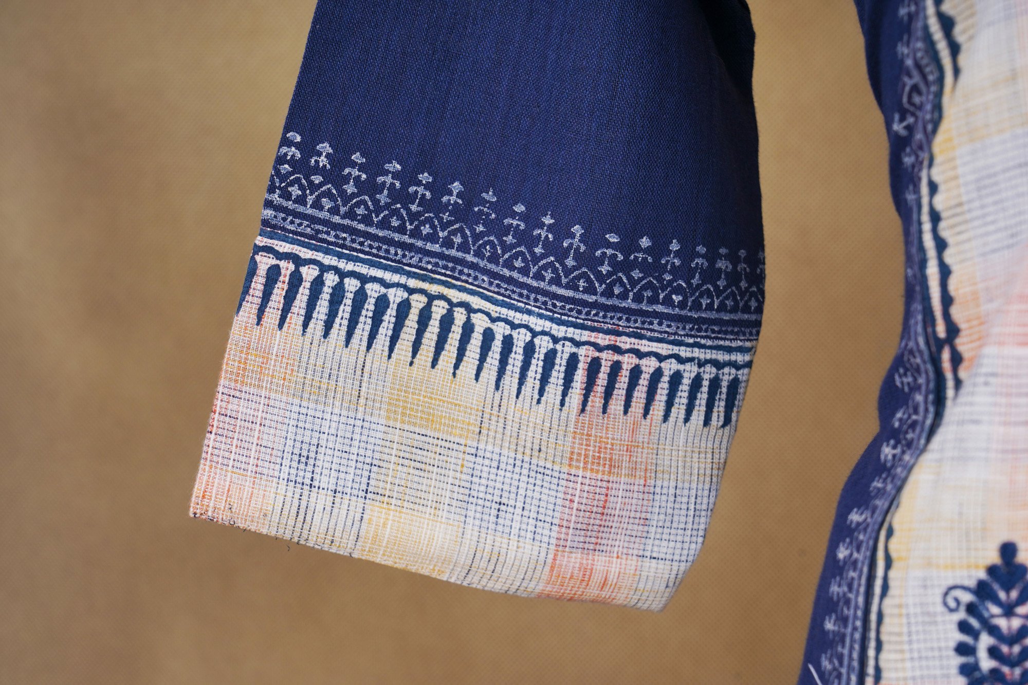 White and blue top with blue bottom with white and blue bottom shawl kurti - Image 4