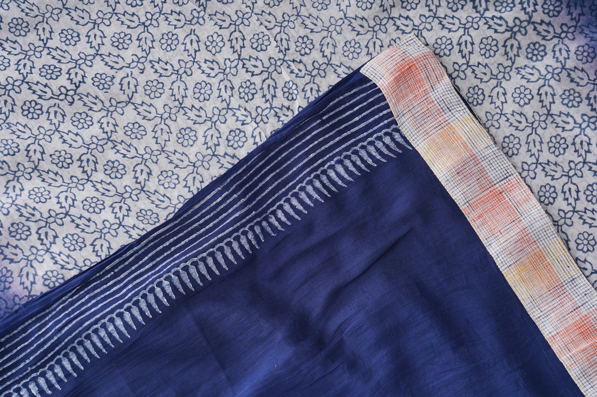 White and blue top with blue bottom with white and blue bottom shawl kurti - Image 5