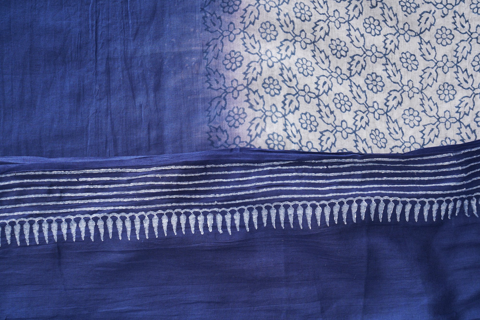 White and blue top with blue bottom with white and blue bottom shawl kurti - Image 6