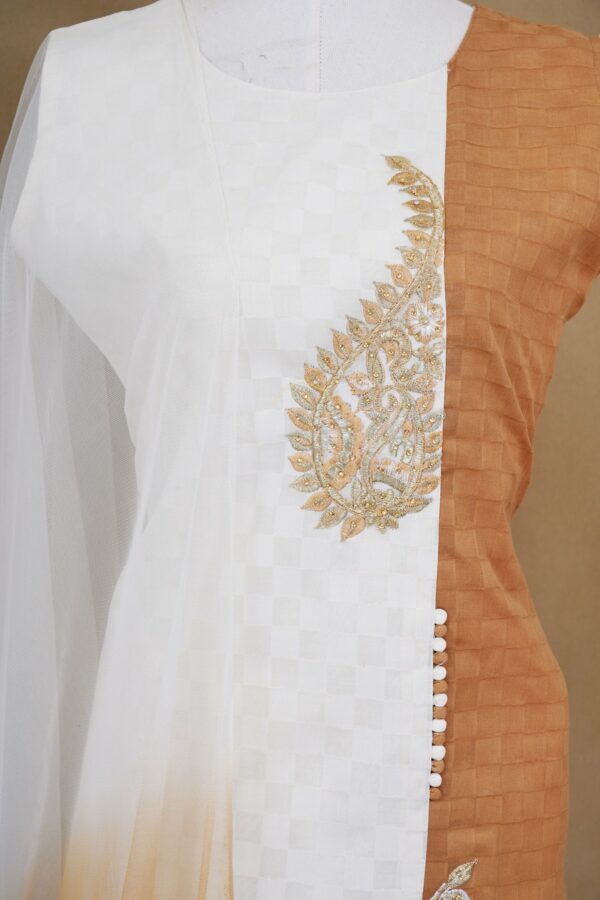 White brown top with white brown palazzo bottom kurti - Image 2