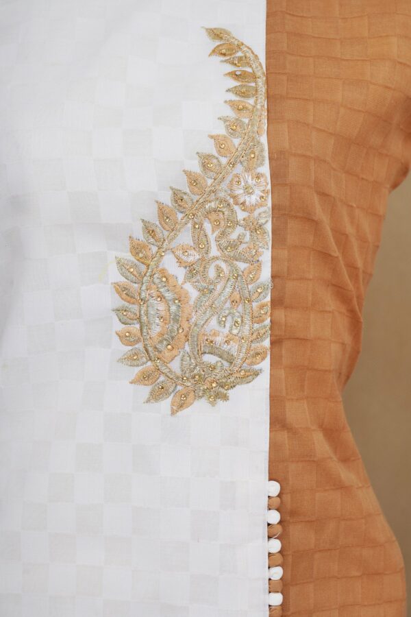 White brown top with white brown palazzo bottom kurti - Image 3