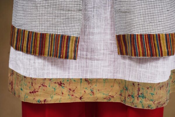 White top with grey coat and red palazzo bottom kurti - Image 4