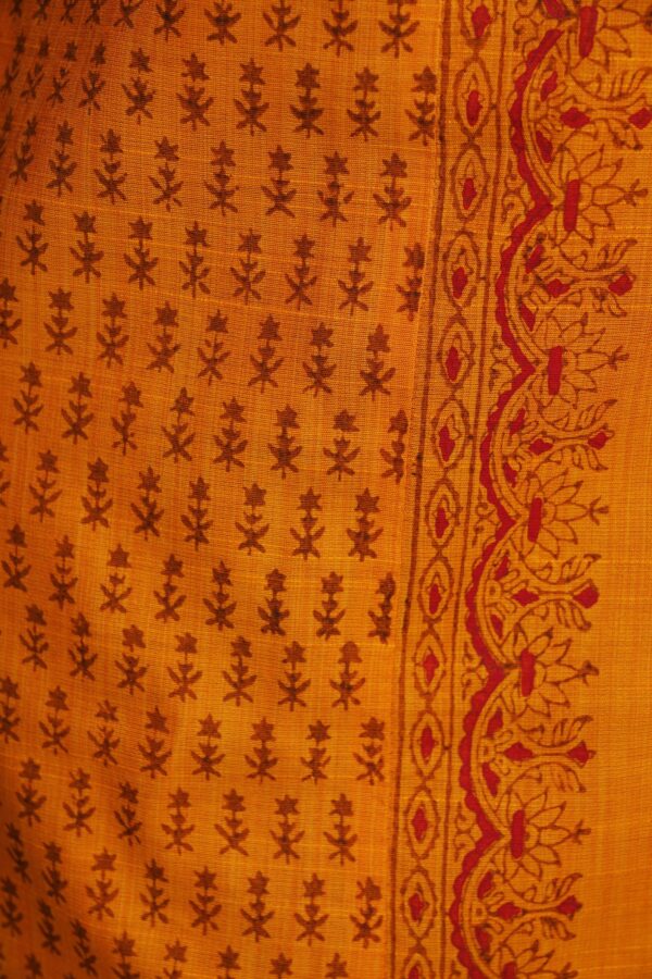yellow floral design top with maroon bottom and yellow shawl kurti - Image 5
