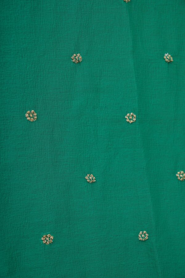 Yellow floral design top with turquoise blue bottom and turquoise blue shawl kurti - Image 3