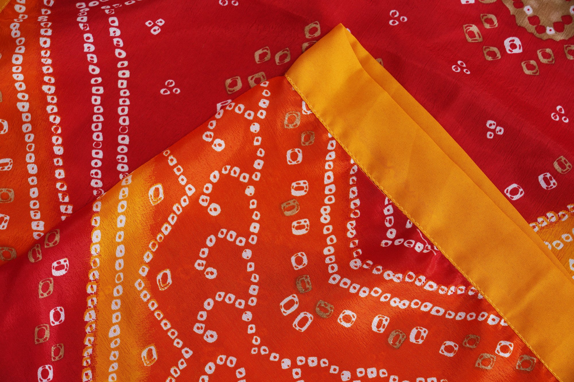 Yellow top with red bottom and red shawl kurti - Image 5