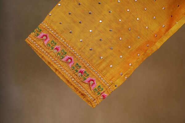 Yellow top with yellow bottom and yellow shawl kurti - Image 4