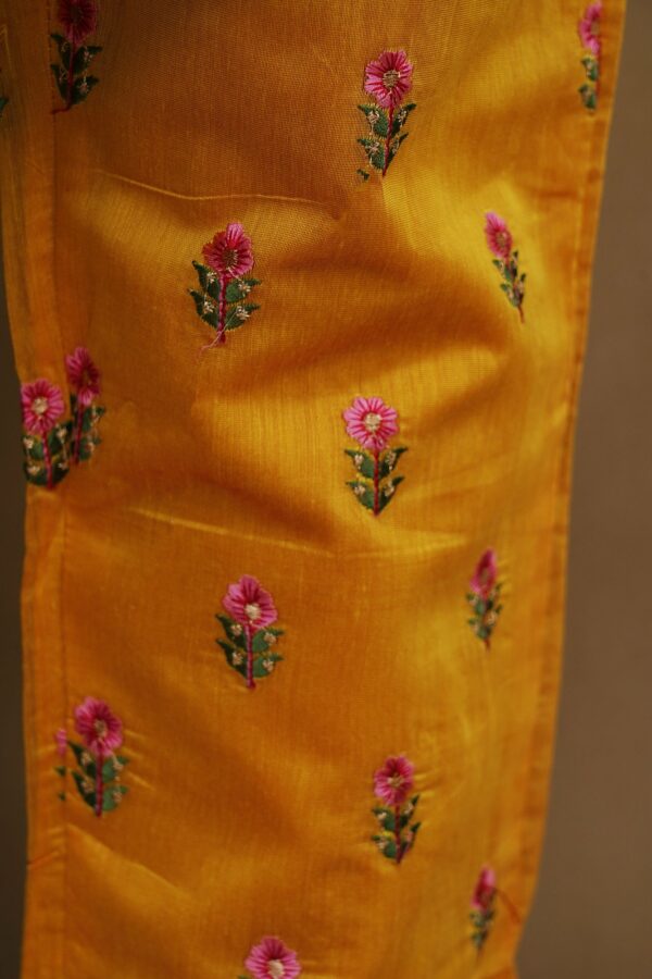 Yellow top with yellow bottom and yellow shawl kurti - Image 5