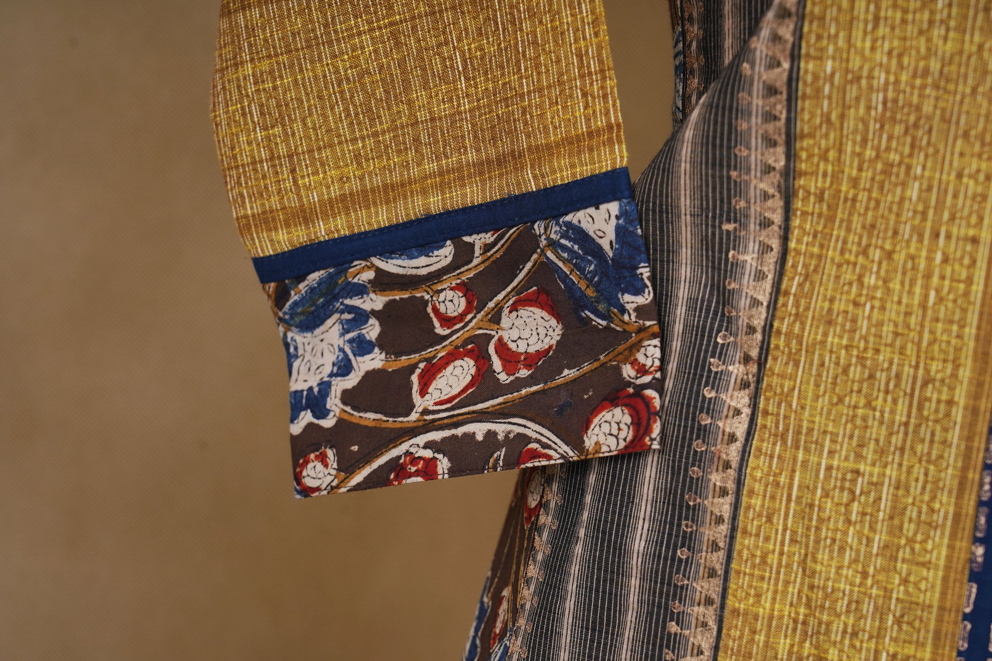 Yellow with blue strip top and dark blue bottom kurti - Image 3