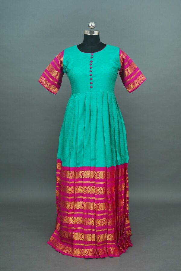 Turquoise Blue and pink bottom lehenga