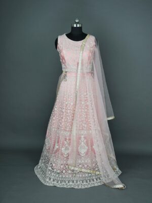 Baby pink with Floral design lehenga