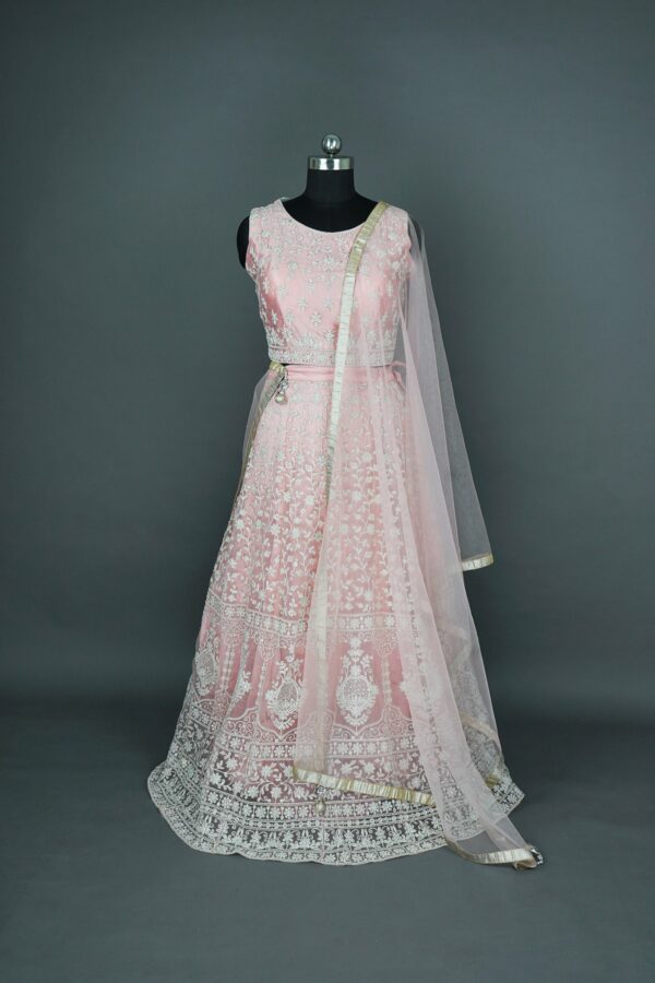 Baby pink with Floral design lehenga
