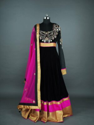 Black and Pink lehenga with design on top