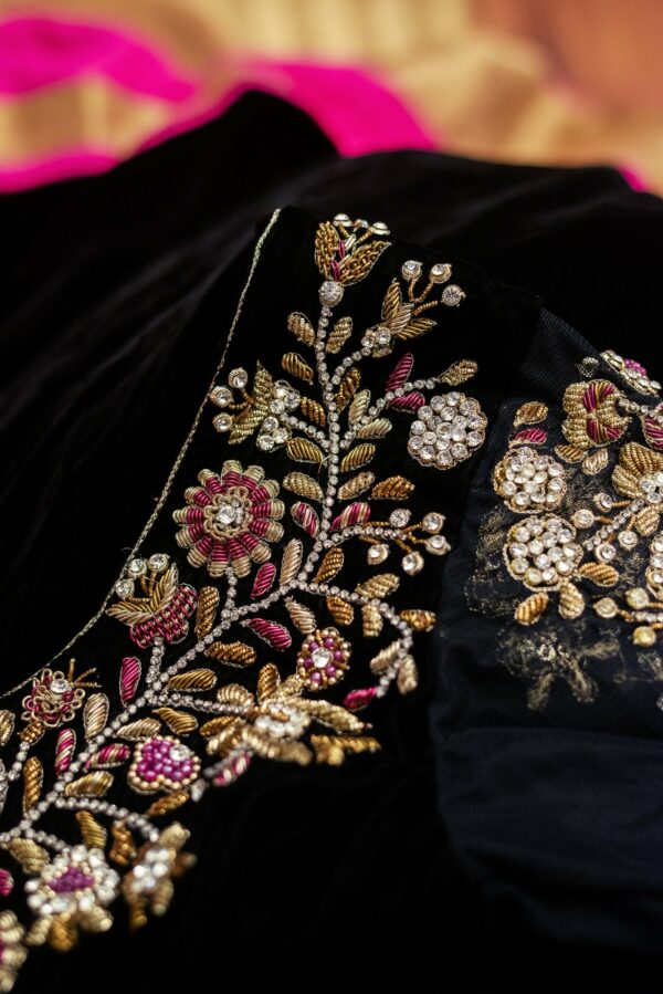 Black and Pink lehenga with design on top - Image 2