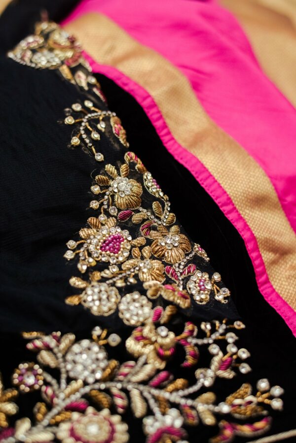 Black and Pink lehenga with design on top - Image 3