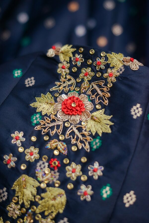 Black base colour with Multi colour design lehenga - Image 2