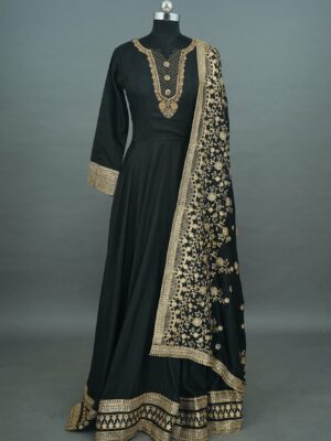 Black lehenga with golden design