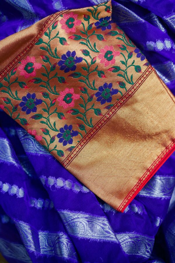 Blue dress with Red bottom floral design lehengas - Image 2