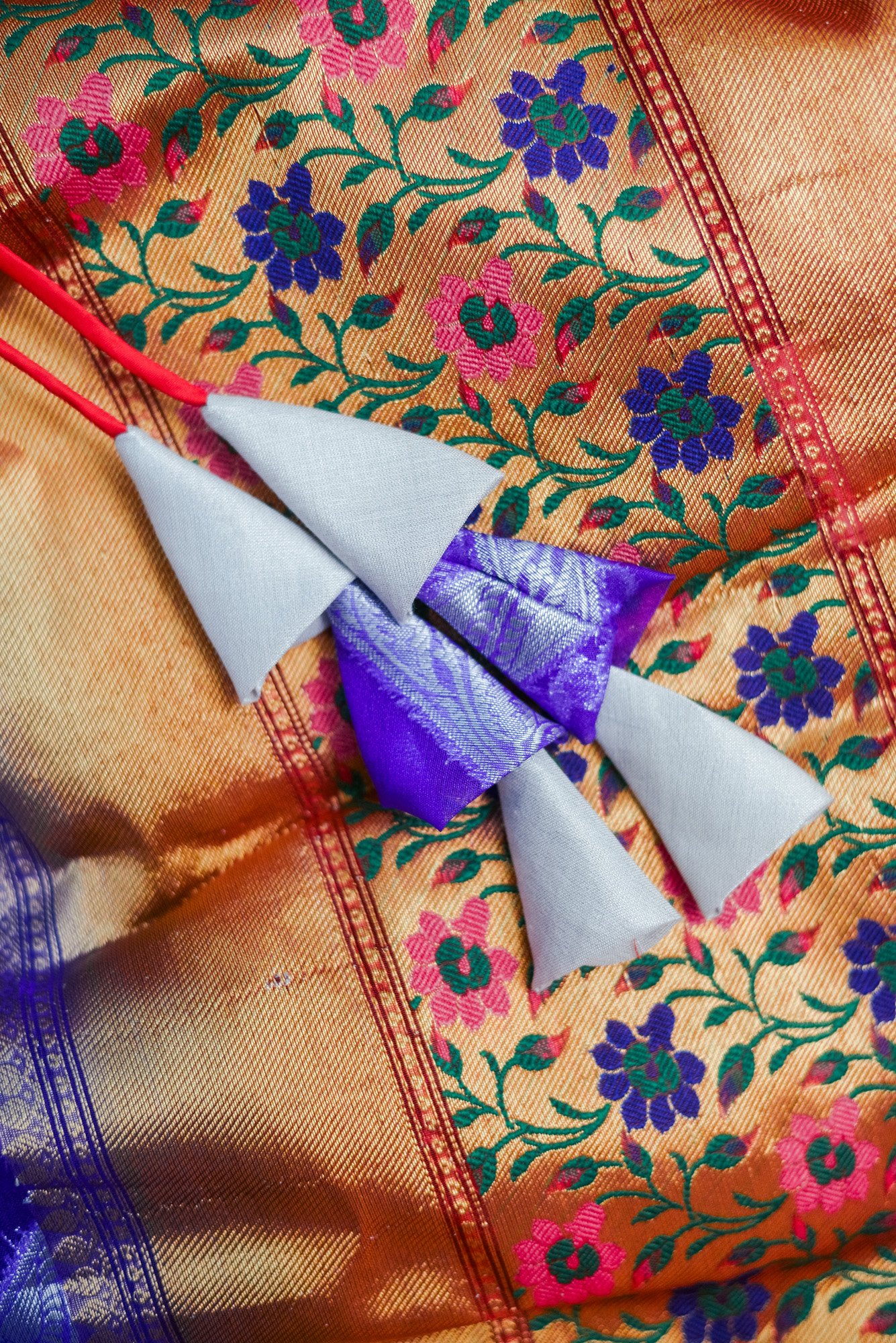 Blue dress with Red bottom floral design lehengas - Image 3